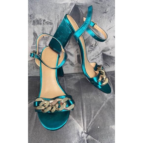 ASOS Shoes - ASOS Women’s Shoes Green Satin Gold Embellishment Size 7 New